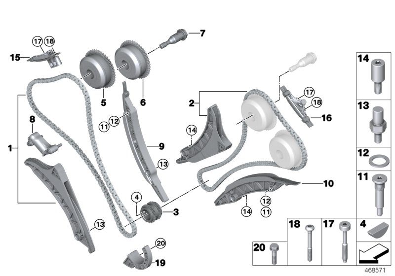 Comando delle valvole-catena distribuz.