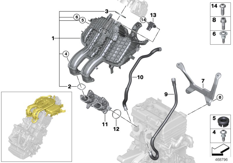 Mounting parts f intake manifold system