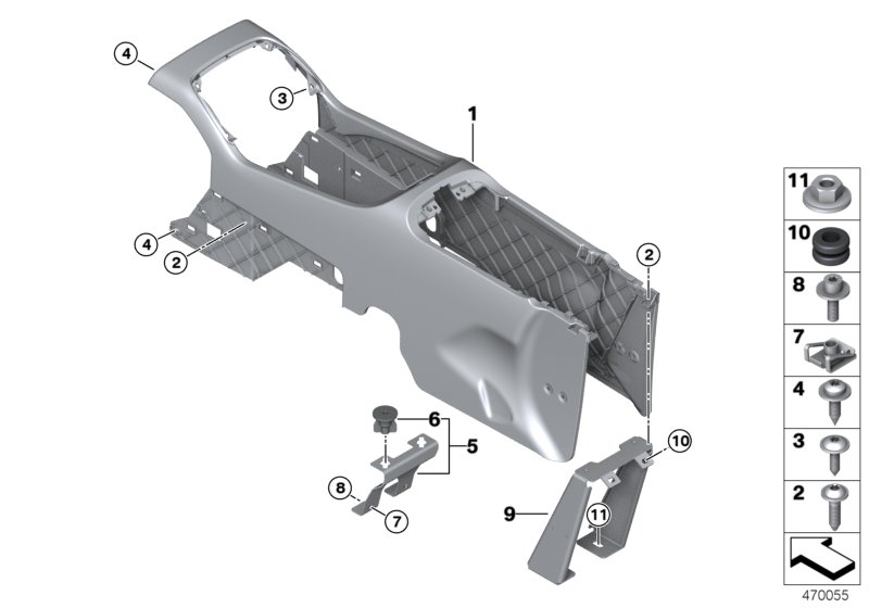 Centre console, rear cabin