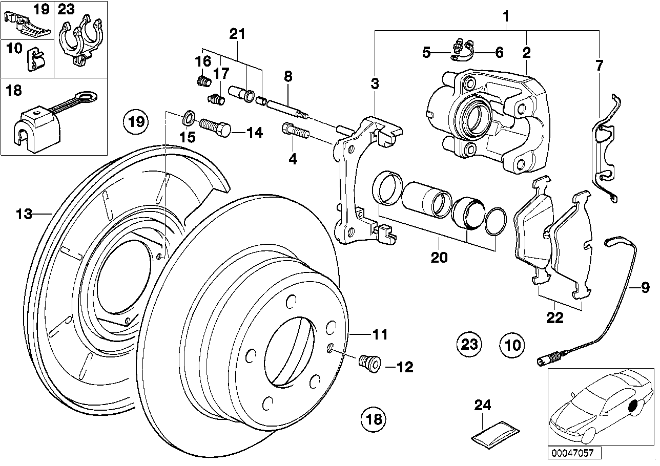 Sensor pastilha de travão roda tras.