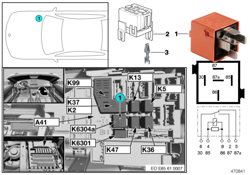 Röle, ikincil hava pompası K6304a