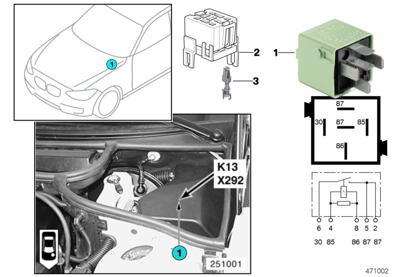 Relay, heated rear window K13