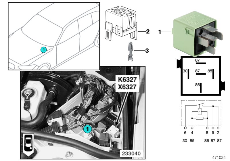 Relay, fuel injectors K6327