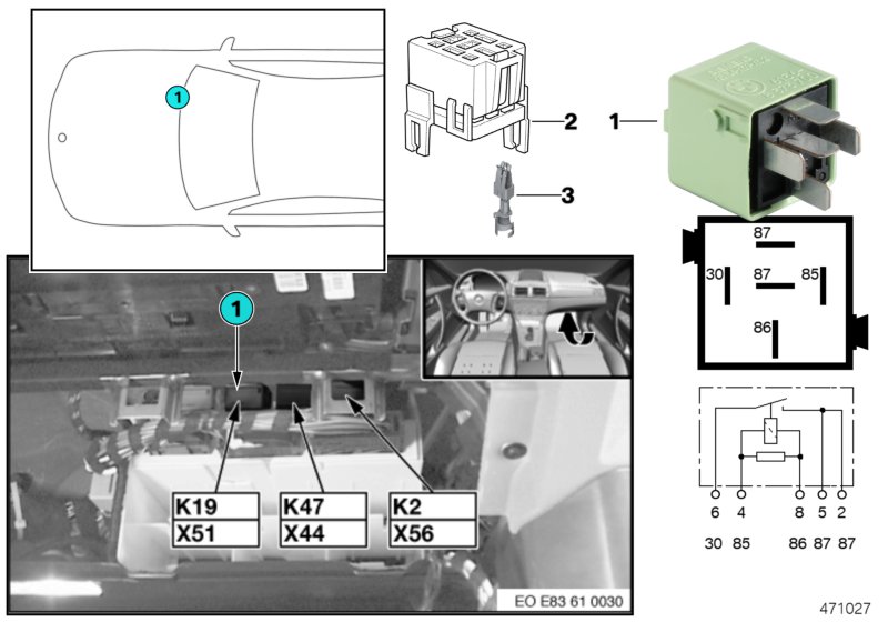 Relay, A/C compressor K19