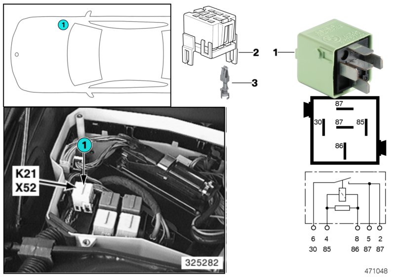 Relay, auxiliary fan stage 1 K21