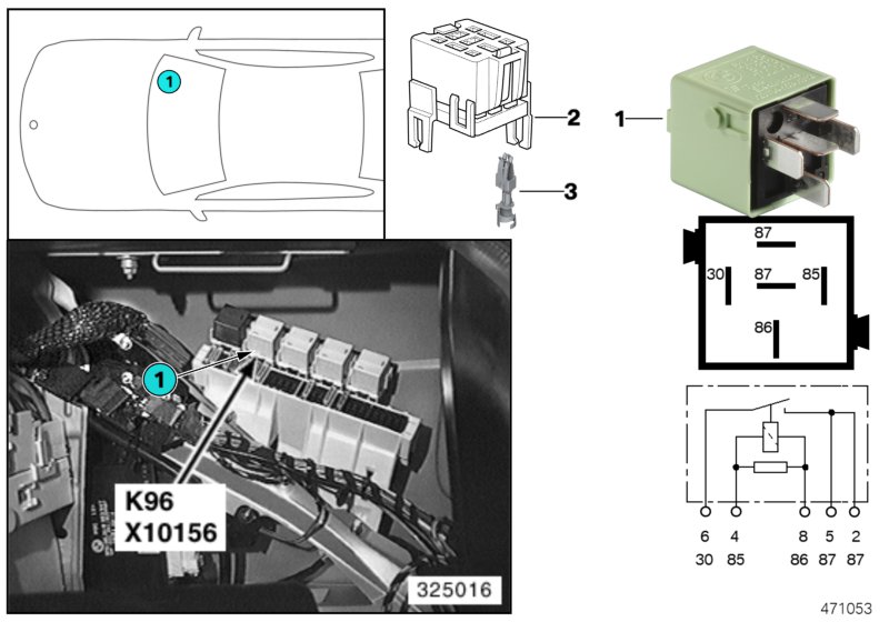 Relay, fuel pump 1 K96