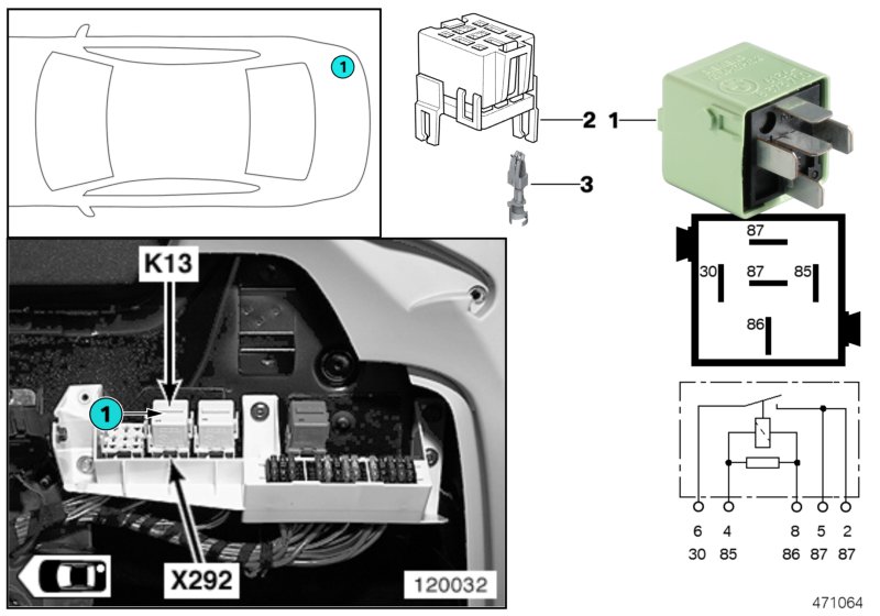 Relay, heated rear window K13