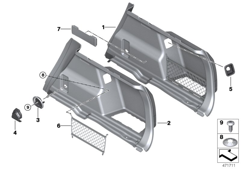 Trunk trim panel, right