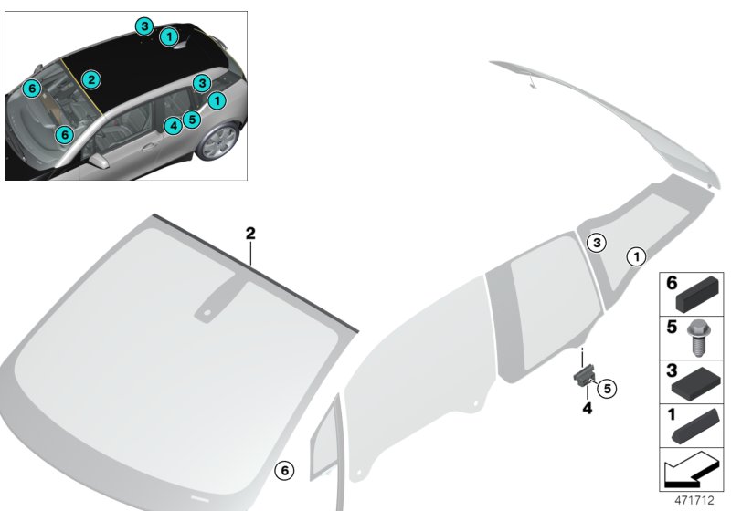 Glazing, mounting parts