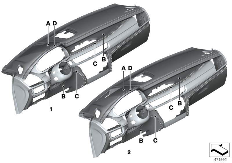 Individual instrument panel, leather