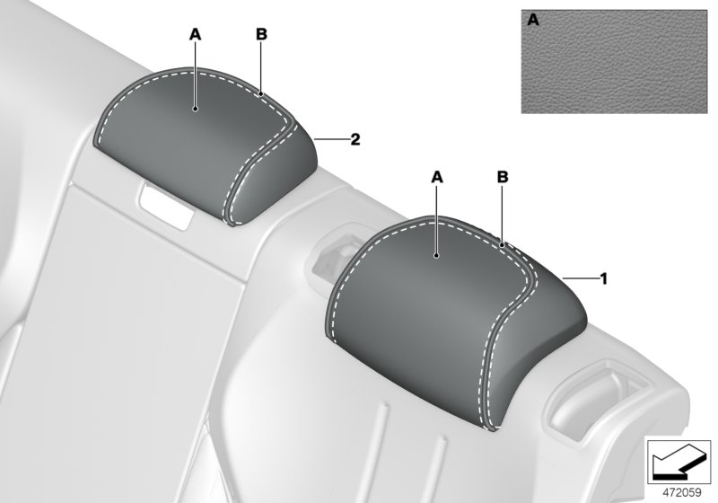 Individual head restraint, leather, rear