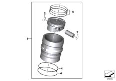 Piston with rings and pin