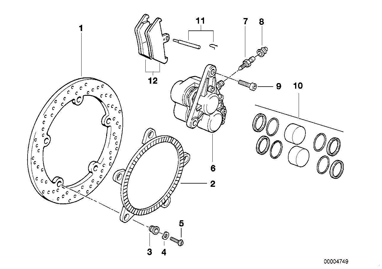 Front wheel brake, ABS