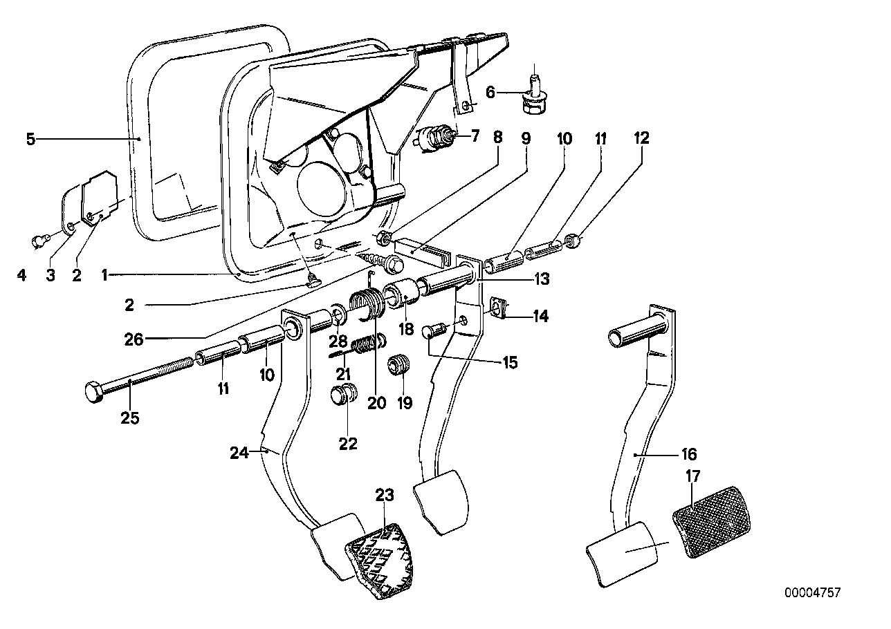 Pedals/stop light switch