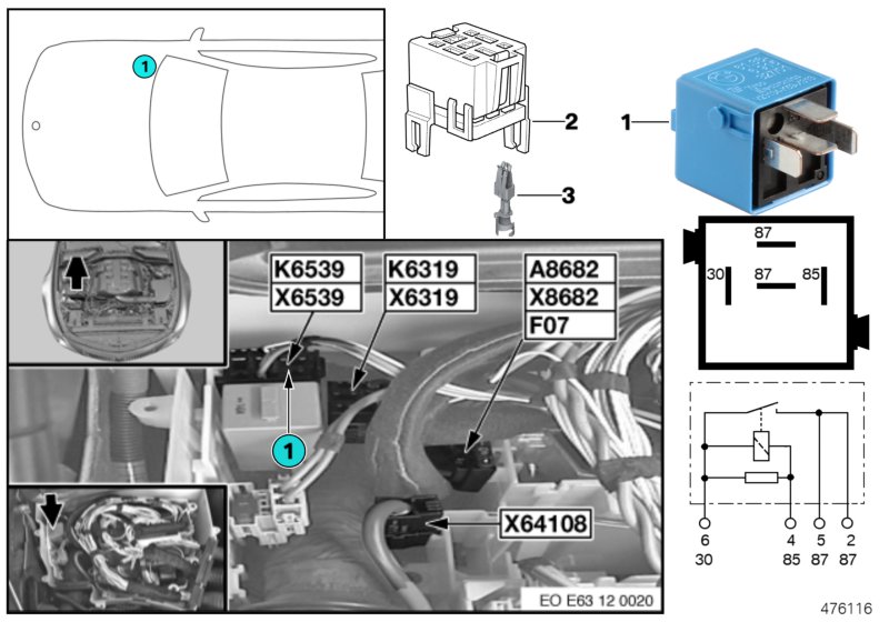 Relé calefacción purga aire motor K6539