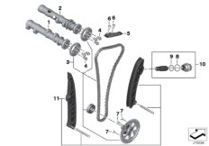 Camshaft, camshaft gear, timing chain