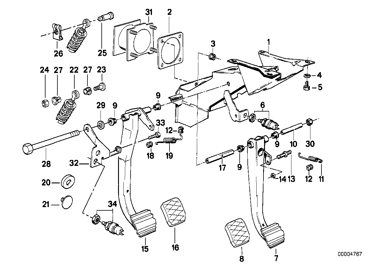 Pedal/bromsljuskontakt