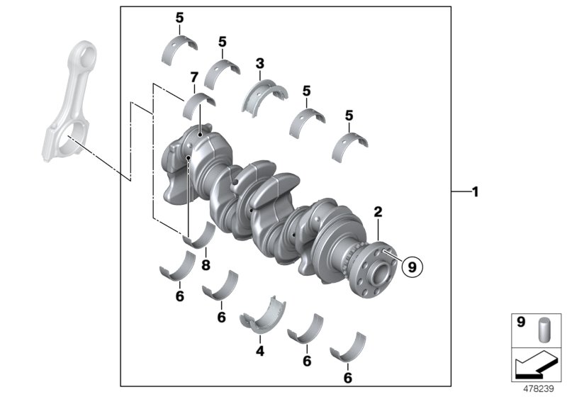 Crankshaft with bearing shells