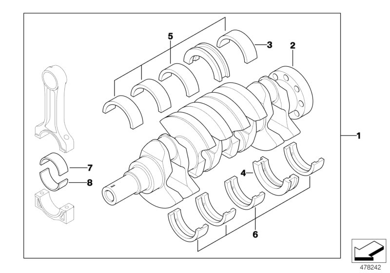 Crankshaft with bearing shells