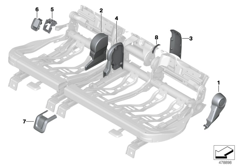 Seat, rear, seat trims