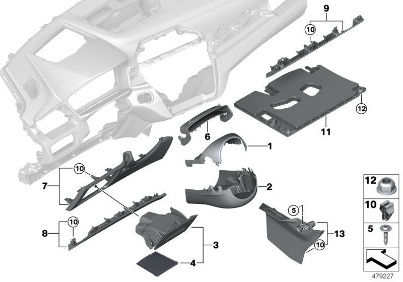 Anbauteile Instrumententafel unten