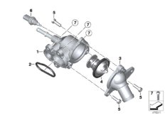 Thermostat and coolant lines