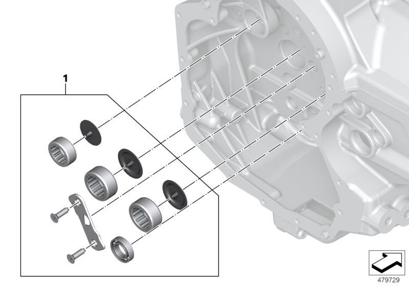 Set cams.bearing transmission engine end