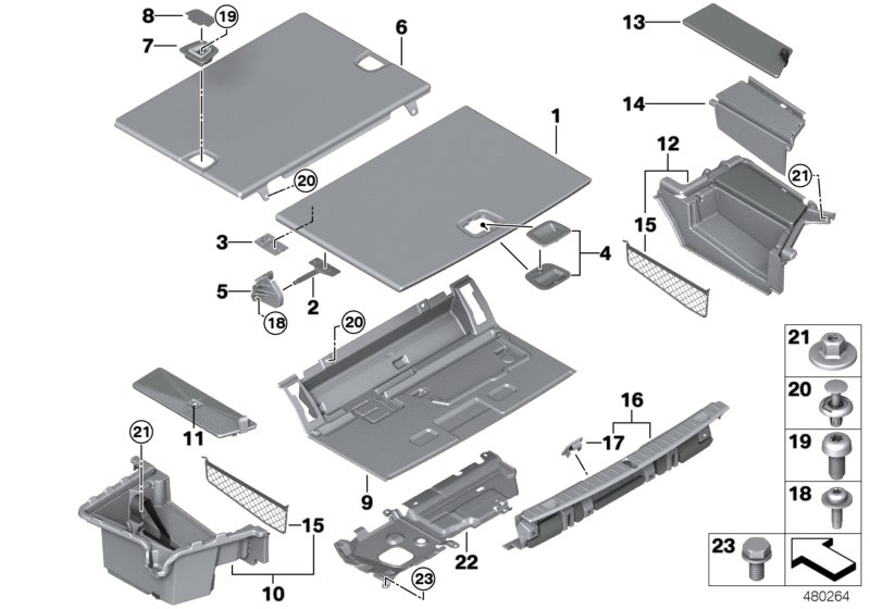 Trim panel, trunk floor