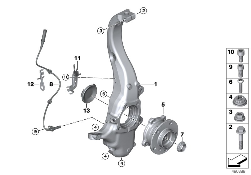 Carrier / wheel bearing, front