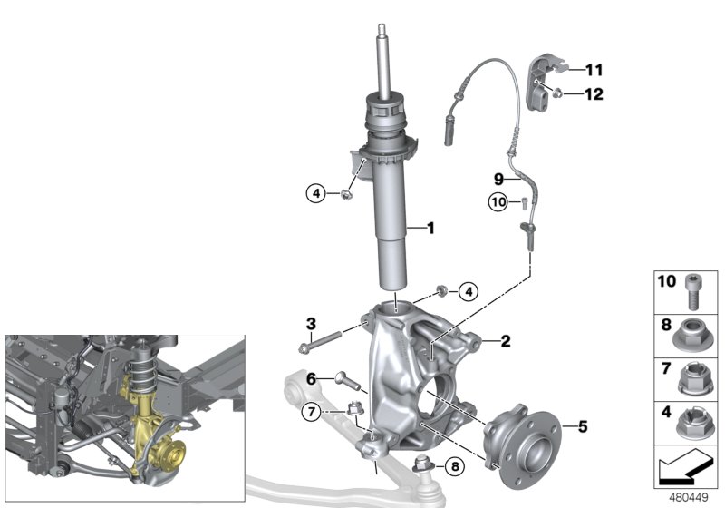 Front Spring strut/Carrier/Wheel bearing