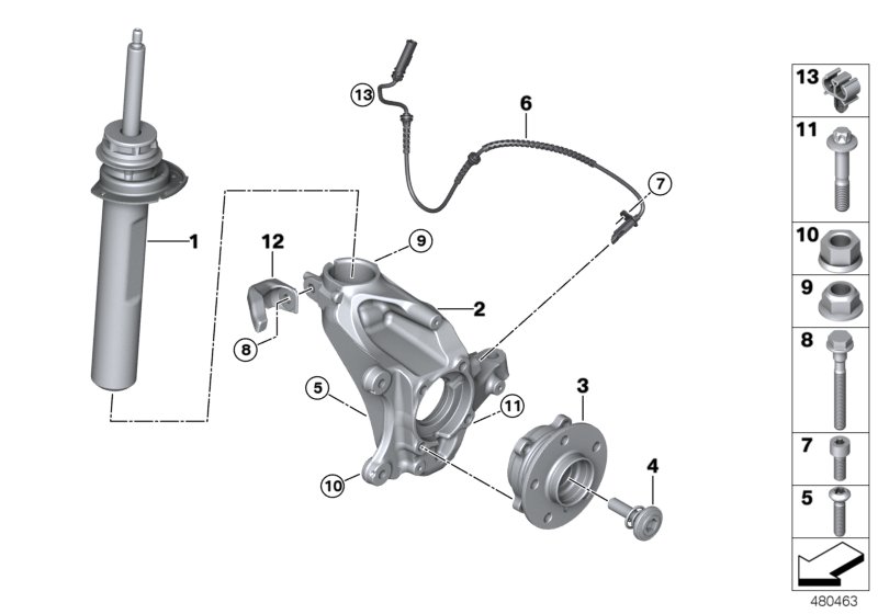 Front Spring strut/Carrier/Wheel bearing