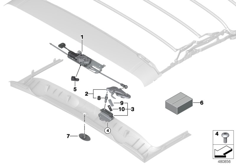 Folding top mounting parts