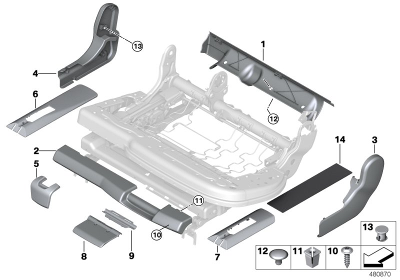 Seat, rear, seat trims