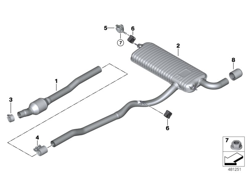 Exhaust system, rear