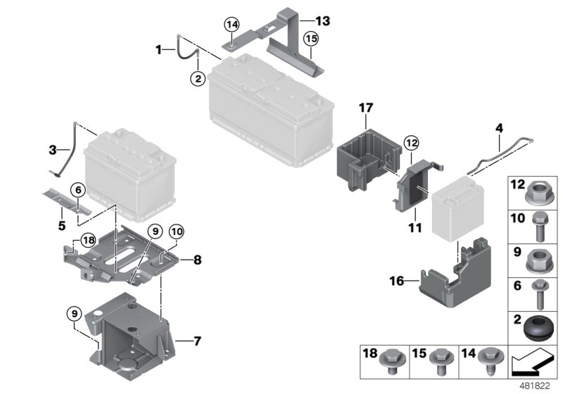 Pièces de montage batterie