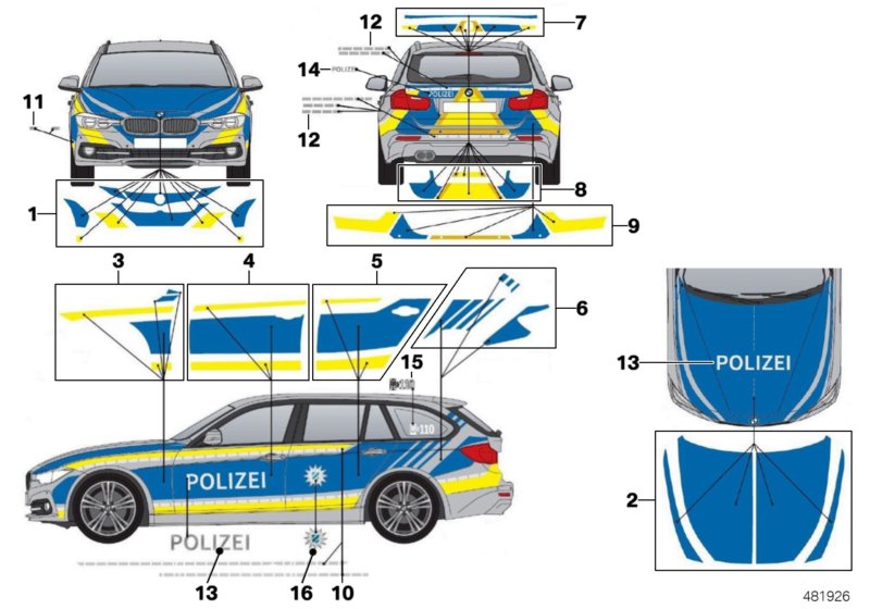 Foliering polis Bayern blå