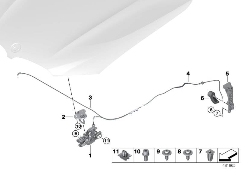 Engine bonnet, closing system