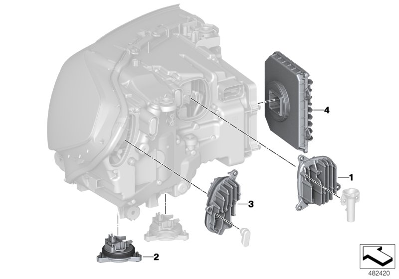 Electronic components, headlight