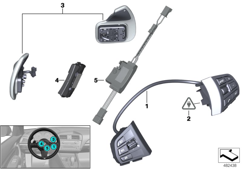 Spínač a elektronika volant