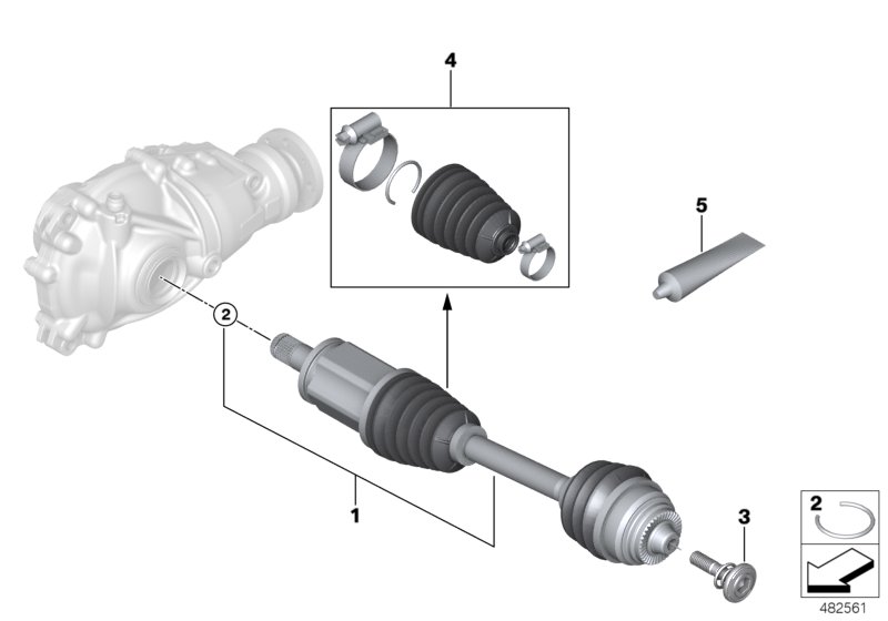 Output shaft front left / all-wheel