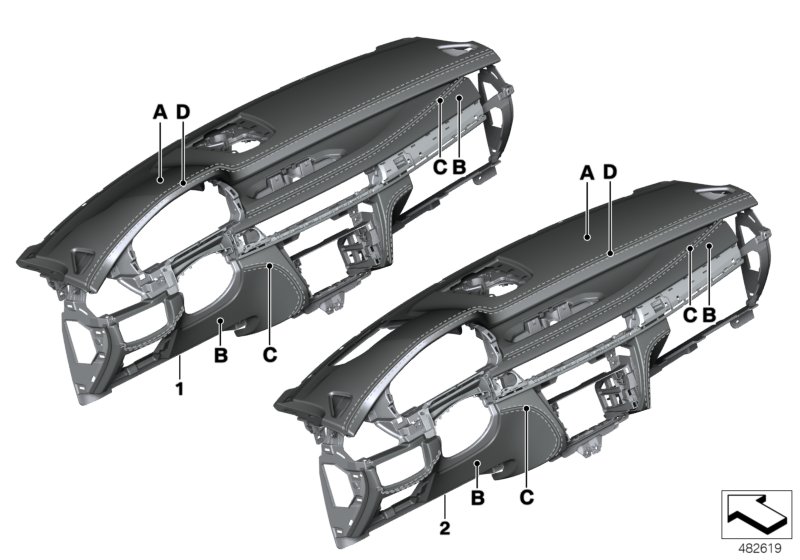 Individual instrument panel, leather