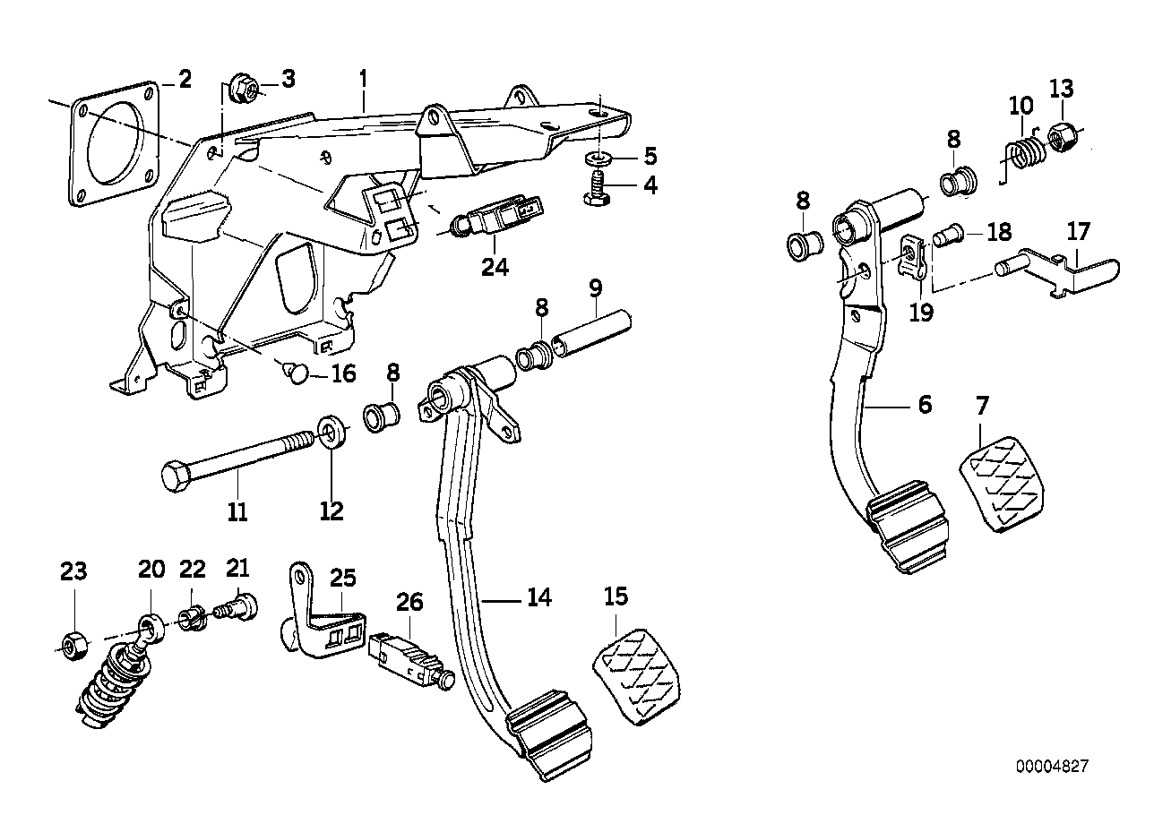 Pedal/bromsljuskontakt