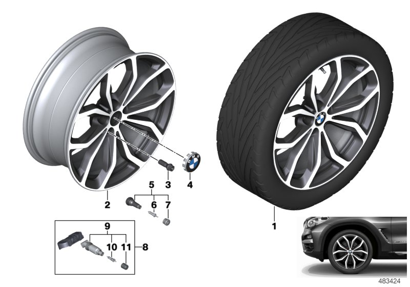 BMW hf.al.met.tek.Y kollu jant 695 - 20"