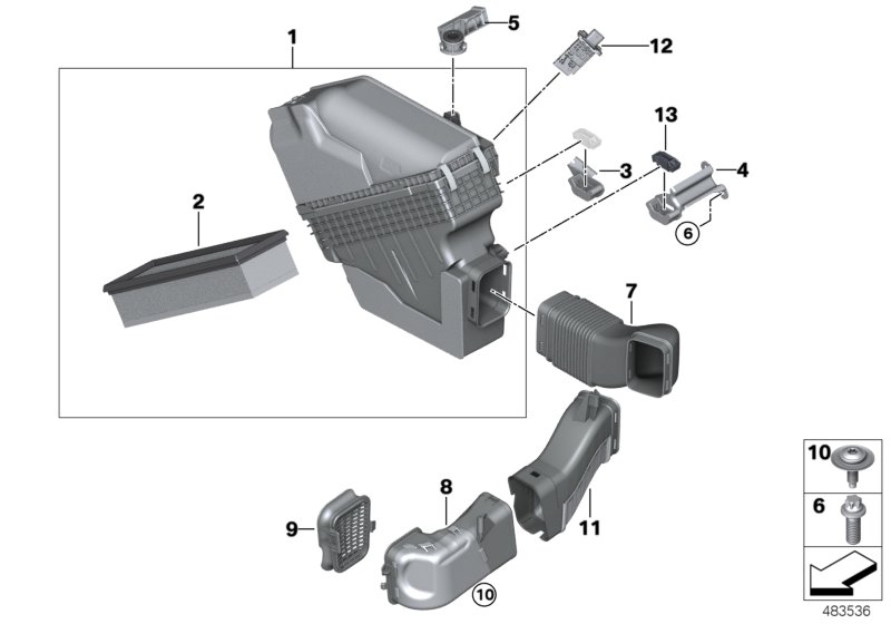 Intake silencer/Filter cartridge/HFM