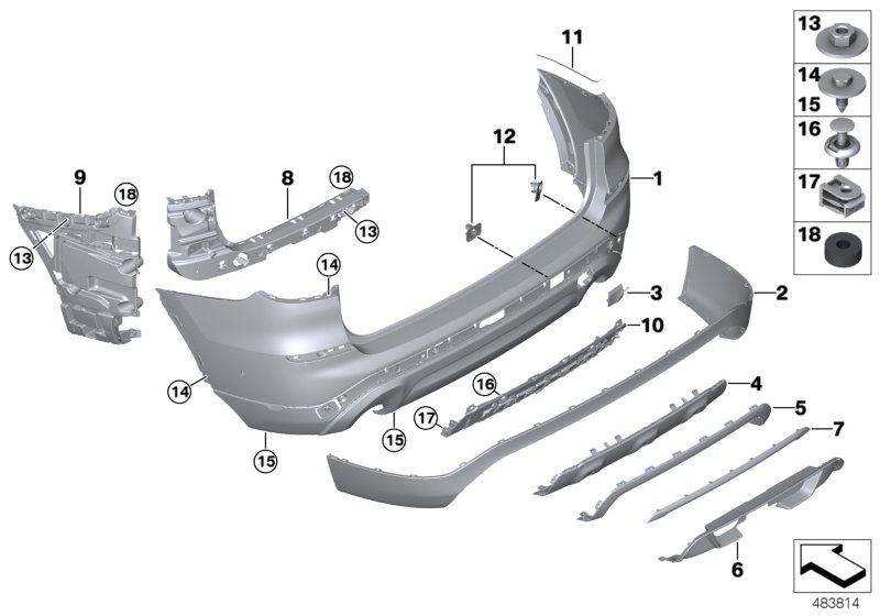 Trim panel, rear