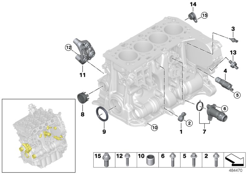 Engine block mounting parts