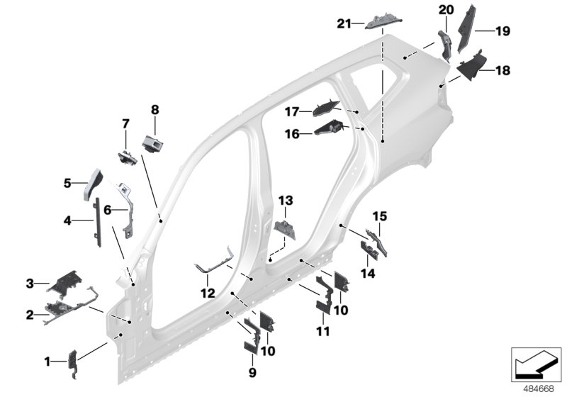 Cavity shielding, side frame