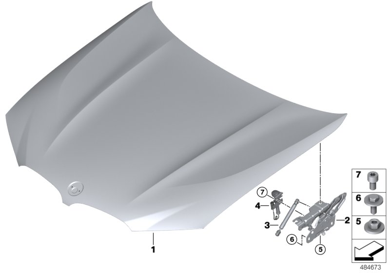 Engine hood/mounting parts