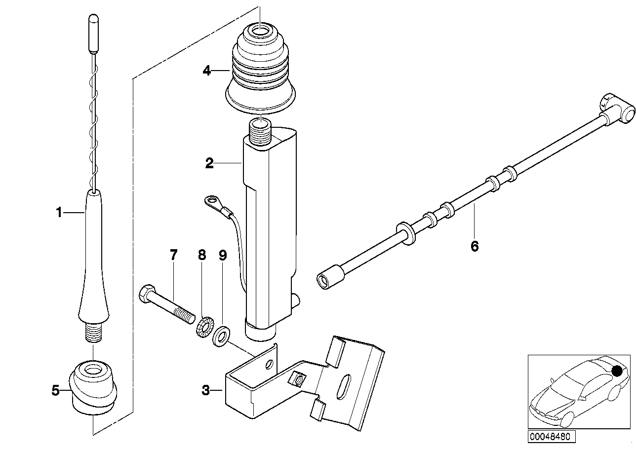 Pezzi singoli p antenna a stilo corto