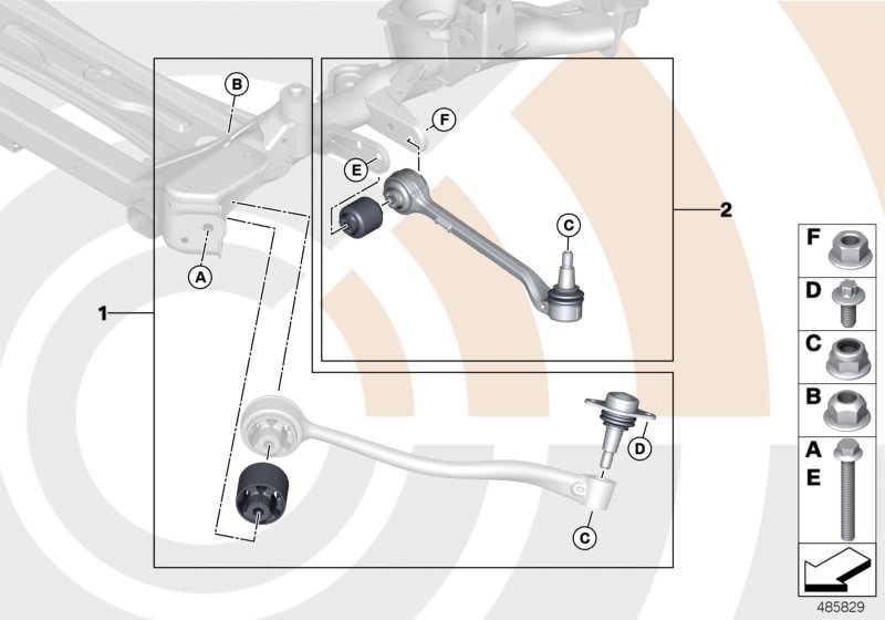 Repair kits, control arms and struts